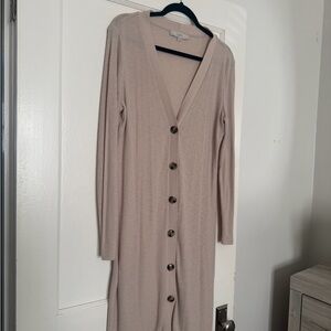 LOFT Beige Long Sleeve Button-Down Cardigan